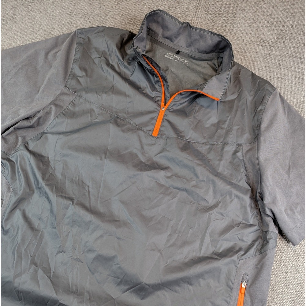 Nike Golf Windbreaker Mens XL Gray Quarter Zip Short Sleeve Pullover Windshirt